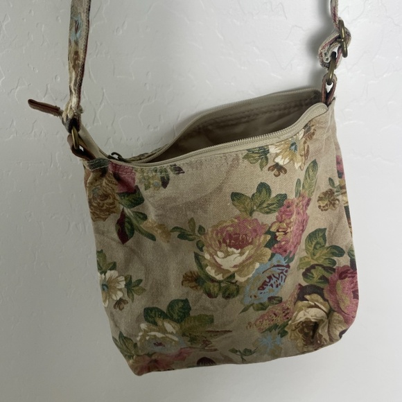 Cargo Floral Utility Crossbody Canvas Cartridge Pocket Passport Artsy Bag Purse - Picture 3 of 5